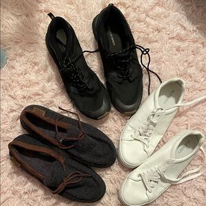 Lot of 3 Black and White Men's Sneakers and slippers